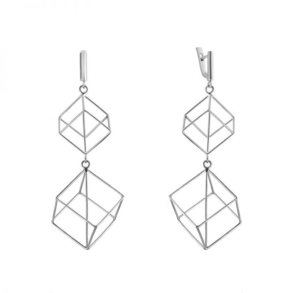 Сережки з срібла Double Cube